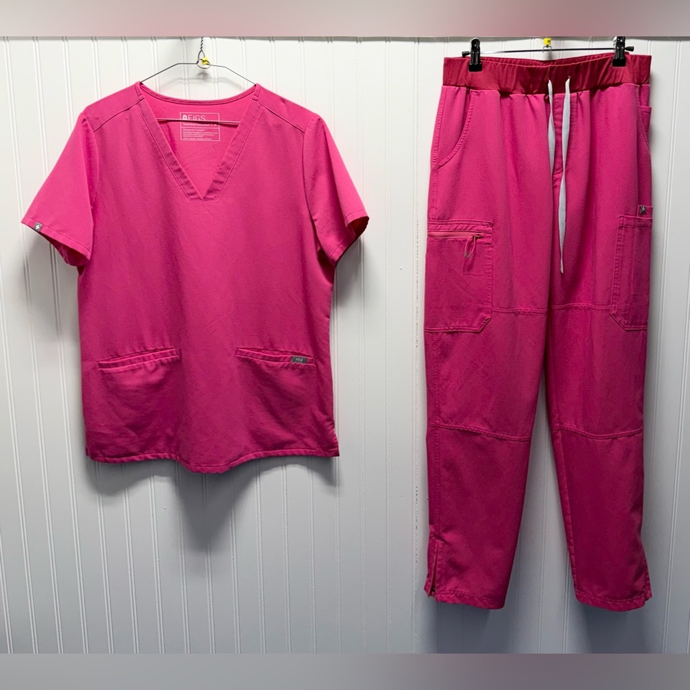 Figs Scrubs Set Shocking Pink M